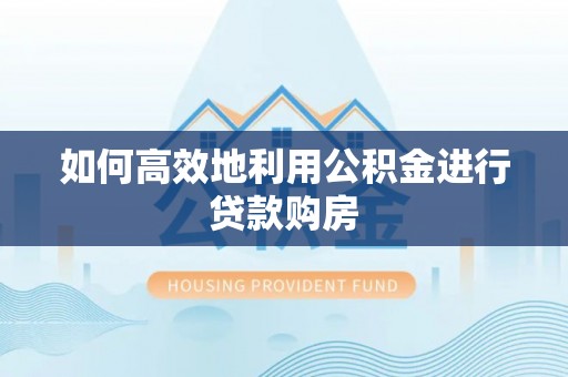 魏都如何高效地利用公积金进行贷款购房